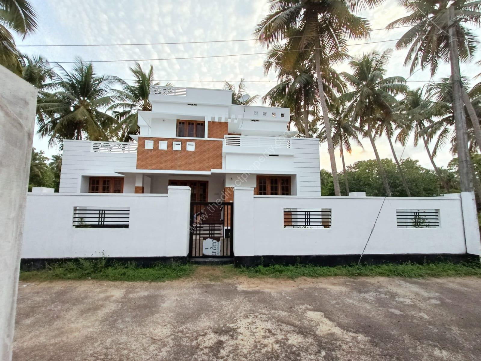 Housefront Lake side house for rent in Brahamakulam Guruvayur