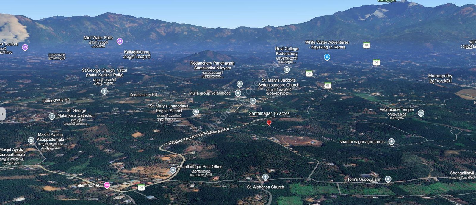 Scenic Land 16.08 acres for Sale at Santhinagar Kozhikode