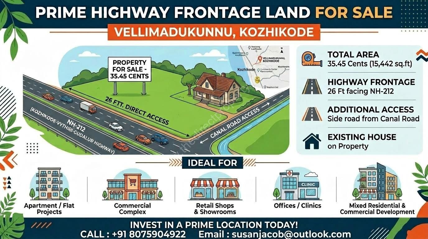 Highway_frontage_land_202604221241 Prime Commercial Land with Highway Frontage for Sale – Vellimadukunnu, Kozhikode