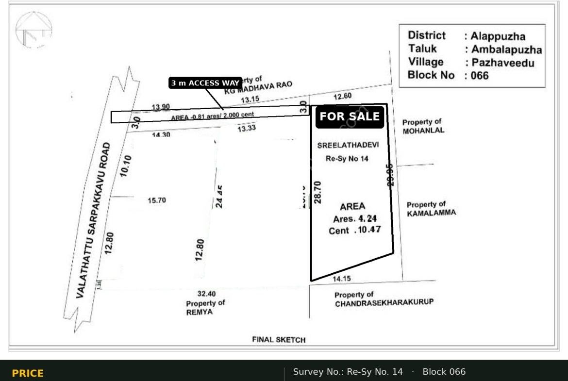 Land for Sale in Pazhaveedu Alappuzha