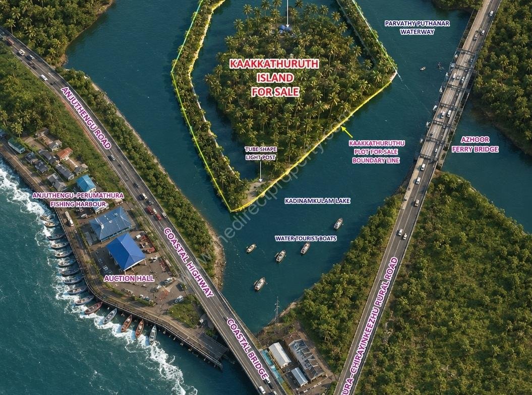 20 Acres beautiful Island for sale in Trivandrum