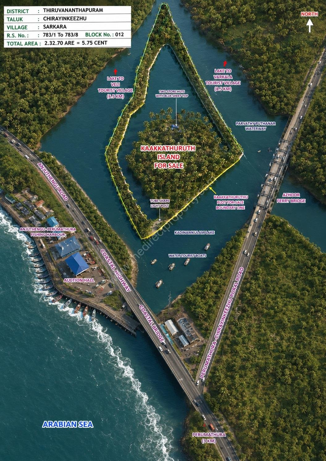 sketch-a1 20 Acres beautiful Island for sale in Trivandrum