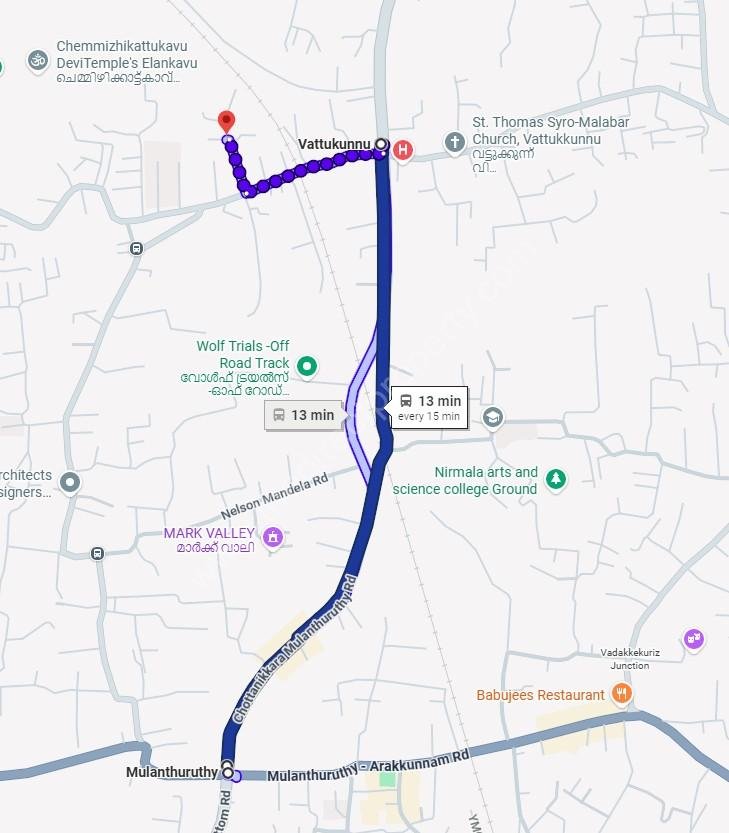Google Map 6.25 Cent Residential Plot in Mulanthuruthy (Vattakunnu)