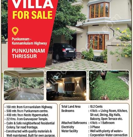 Luxury Villa for Sale in Punkunnam Thrissur